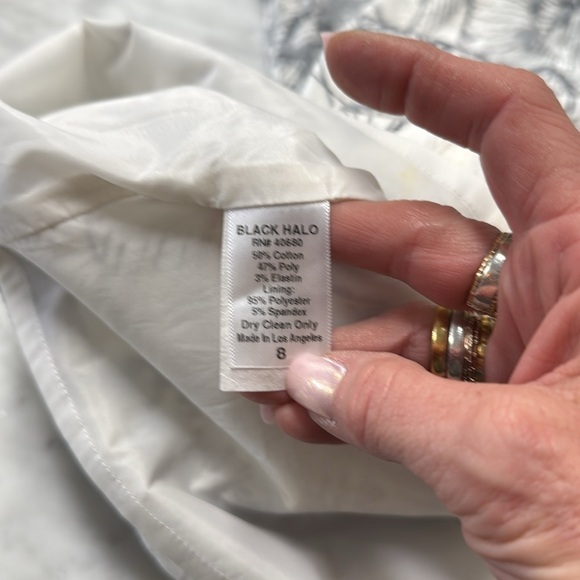 Black Halo Signature Jackie O Sheath Dress in Gray and White Size 8 - Picture 4 of 9